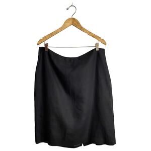 Black Linen Skirt size 18 Midi Mini Lined Simple